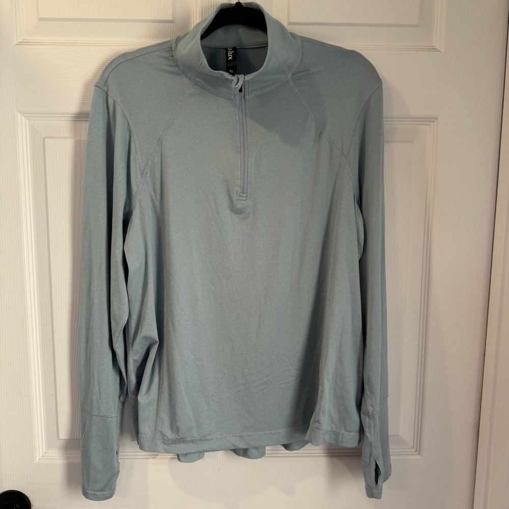 Lukka Lux Women's Quarter Zip Long Sleeve Blue XL Workout Thumb‎ Holes Athletic